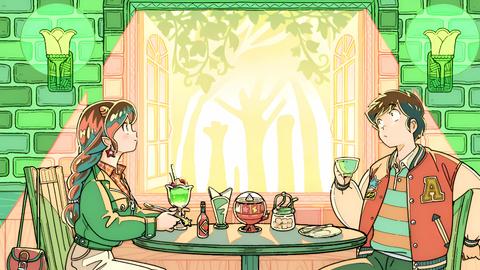 Ataru en rendez-vous au café