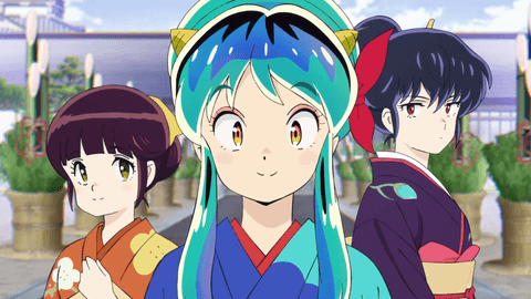 Lum, Sakura et Ryuunosuke en kimono du Nouvel An