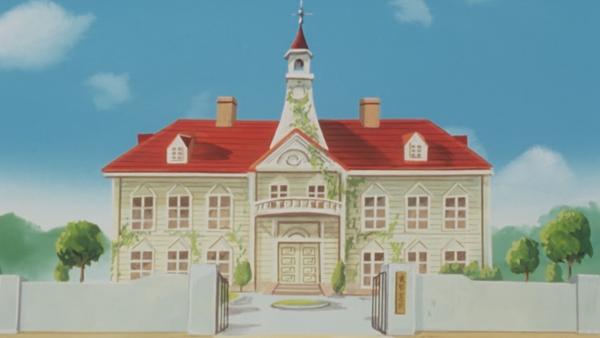 Le lycée Tomobiki dans l'anime original de 1981 (Lamu)
